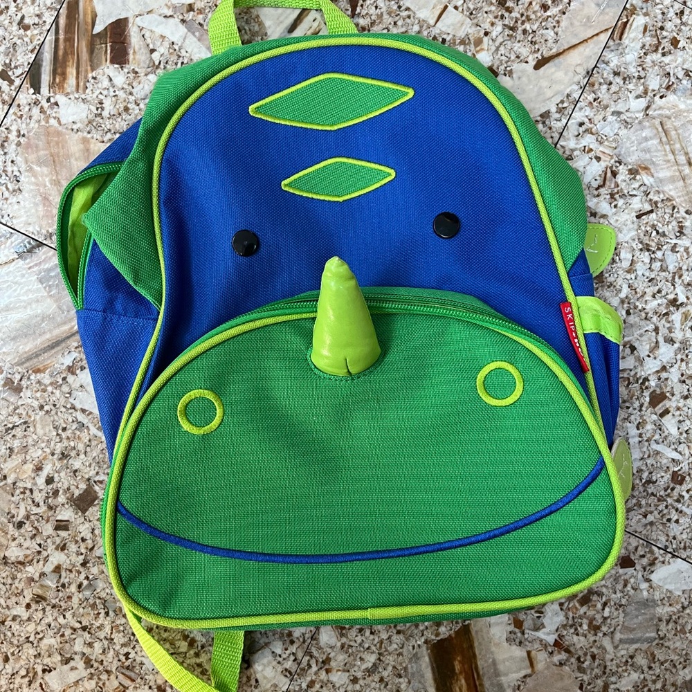 Skip Hop Blue and Green Dinosaur Backpack preschool size